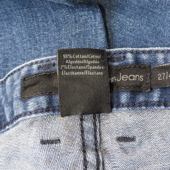 Calvin Klein Women 27 4 Blue Roll Cuff Denim Jean Crop Cropped Pants Cotton - Picture 7 of 11